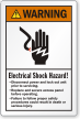 Electrical Shock Hazard Disconnect Power ANSI Warning Label