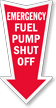Fuel Pump Shut Off Arrow Safety Label