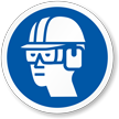 Hard Hat, Goggles, Ear Muffs ISO Mandatory Label