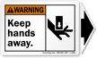 Keep Hands Away Warning  Label, Detachable Arrow