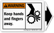 Keep Hands Fingers Away ANSI Warning Arrow Label