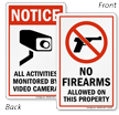 No Firearms Allowed On Property Double Sided Label