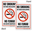 Bilingual No Smoking In This Building Double Sided Label
