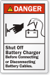 Shut Off Battery Charger Before Connecting/Disconnecting Label