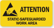 Attention Static Safeguarded Work Area Label