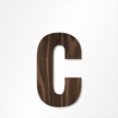 Die Cut 12 Inch Tall Letter Lower Case C Dark Walnut