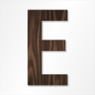 Die Cut 12 Inch Tall Letter Upper Case E Dark Walnut