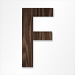 Die Cut 12 Inch Tall Letter Upper Case F Dark Walnut