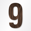 Die Cut 12 Inch Tall Number 9 Dark Walnut