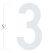 Die-Cut 5 Inch Tall Reflective Number 3 White