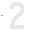 Die-Cut 6 Inch Tall Reflective Number 2 White