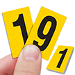 Reflective Vinyl Numbers 1 Inch Tall Black on Yellow