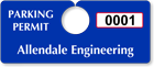 Plastic ToughTags™ Parking Permit Horizontal Template