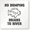 No Dumping, Drains to River Floor Stencil