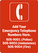 Custom Emergency Telephone Numbers Sign