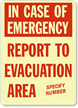 In Emergency Report Evacuation Area Sign