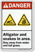 Alligator Snakes In Area Stay Away Danger Sign