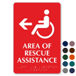 Area Of Rescue Assistance Accessible Symbol Left Arrow Sign