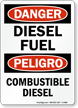 Bilingual Danger Diesel Fuel Sign