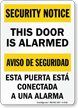 This Door Is Alarmed Bilingual Security Notice Sign