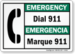 Bilingual Emergency Dial 911 Sign