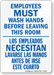 Employees Must Wash Hands Sign Bilingual
