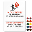 Bilingual In Case of Fire Use Stairway Braille Sign