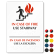 Bilingual In Case of Fire Use Stairway Sign