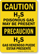 Bilingual H2S Poisonous Gas May Be Present Sign