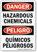 Bilingual Danger Hazardous Chemicals Sign
