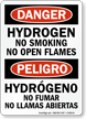 Bilingual Hydrogen No Smoking Open Flames Sign