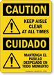 Keep Aisle Clear Caution Bilingual Sign