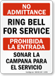 Bilingual No Admittance Ring Bell For Service Sign