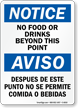 Bilingual No Food Or Drinks Beyond Point Sign