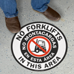 No Forklifts In This Area Bilingual Floor Sign