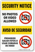 No Photos Video Allowed Security Notice Bilingual Sign