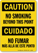 No Smoking Beyond This Point Bilingual Caution Sign
