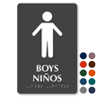 Boys Ninos Bilingual TactileTouch Braille Restroom Sign
