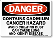 Danger: Contains Cadmium Cancer Hazard Sign