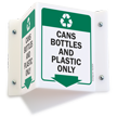 Cans Bottles Projecting Recycling Sign