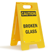Caution Broken Glass Free Standing Sign