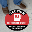 CAUTION   Electrical Panel, Circle Floor Sign (Red)