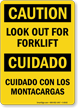 Caution Forklift Bilingual Sign