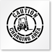 Caution Forklift Charging Area Stencil