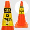 Caution Icy Parking Lot Cone Collar