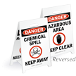 Danger Chemical Spill Reversible Fold Ups Floor Sign