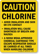 Caution: Chlorine Avoid Inhalation, Skin Eye Contact Sign