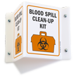 Blood Spill Clean up Kit (biohazard graphic) Sign