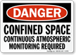 Danger Confined Space Atmospheric Monitoring Sign