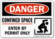 Confined Space Permit Only Danger Sign